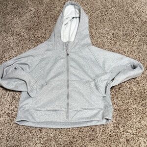 Heather Grey Zip Up Scuba Hoodie Jacket Small